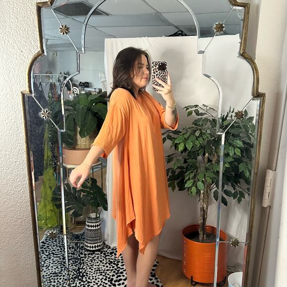 Free People Beach Kanah Tunic Asymmetric Dress Peach Size Medium - Picture 5 of 6